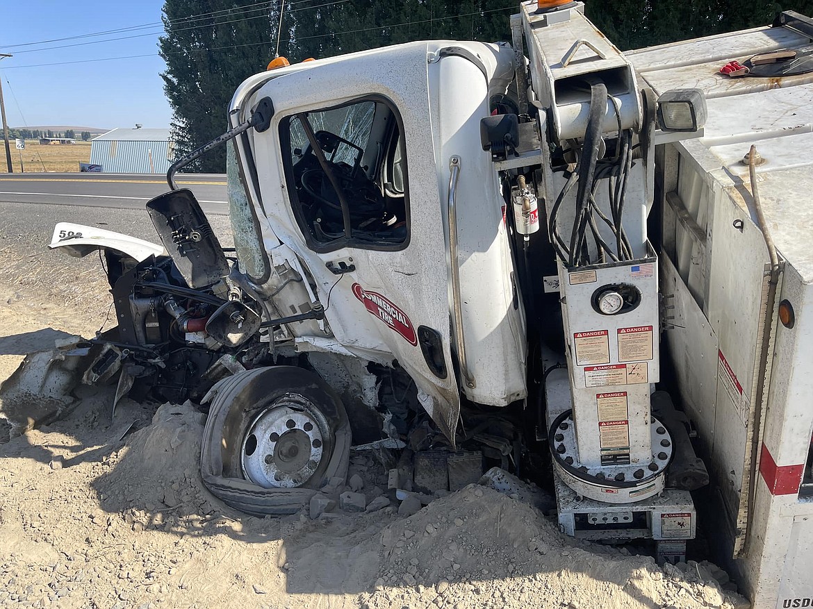 Two occupants of this truck were taken to Samaritan Hospital Monday following a collision at Road 12 and Dodson Road Southwest.