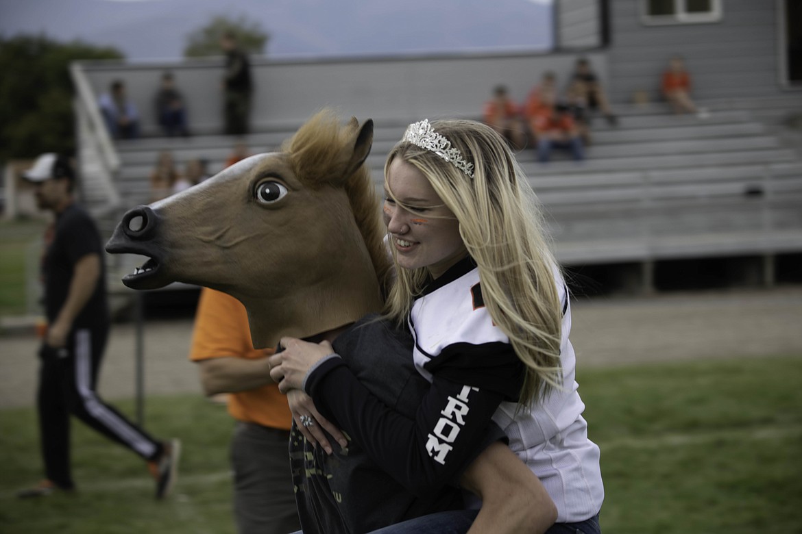 Horsing around at Plains High School homecoming festivities. (Tracy Scott/Valley Press)