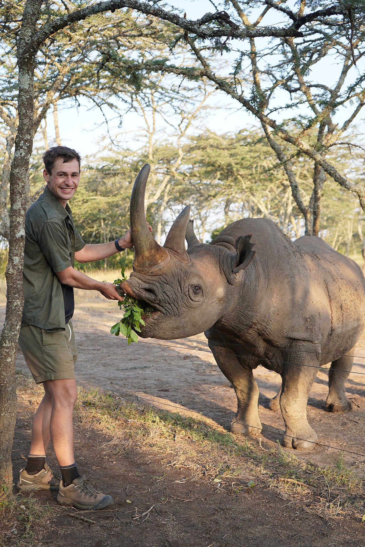 Jeff Hyer with a black rhino in Kenya. (Photo provided)