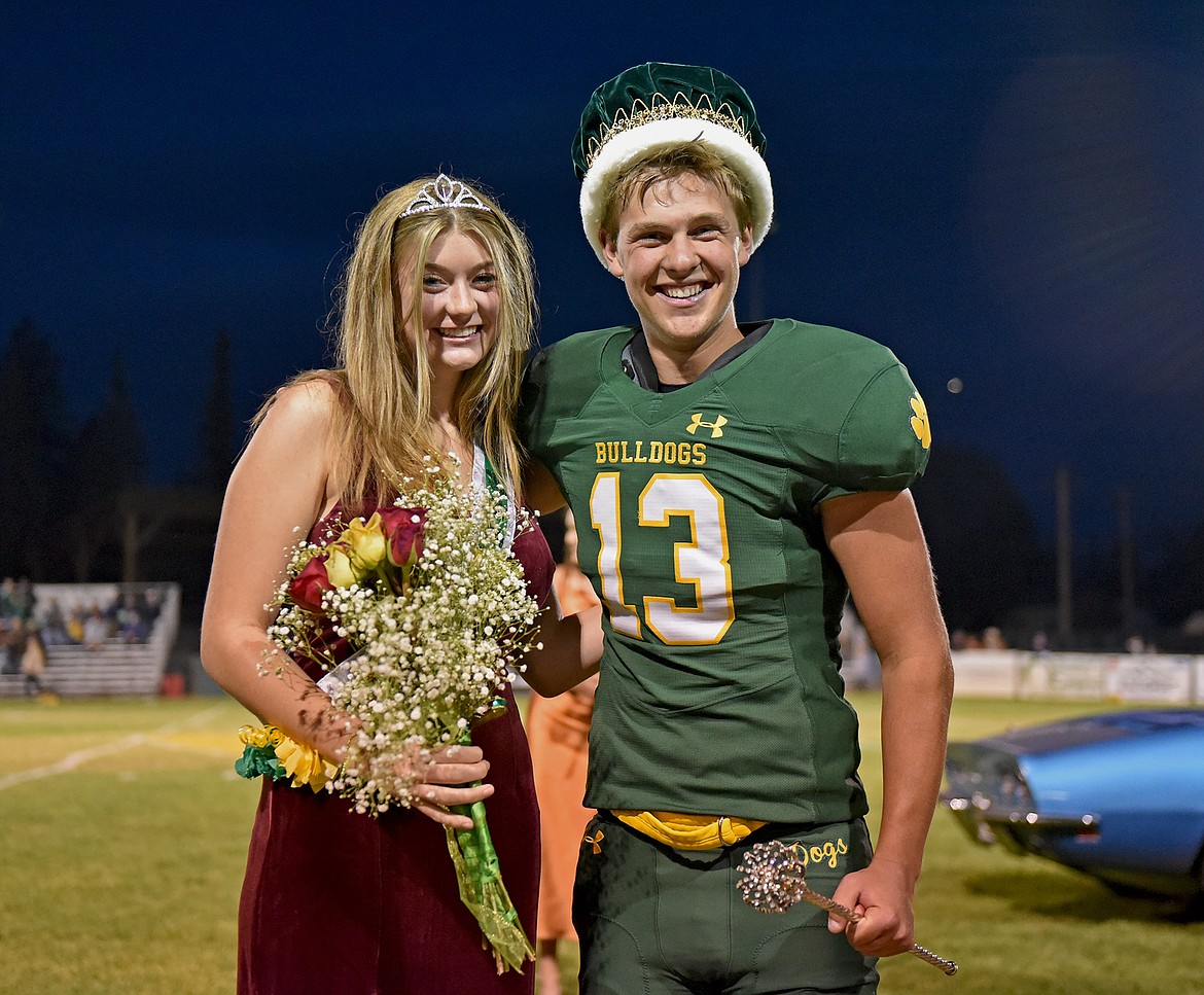 Whitefish High School students Ryan Economy and Isabel Powers were crowned Homecoming King and Queen at the football game on Friday night. (Whitney England/Whitefish Pilot)