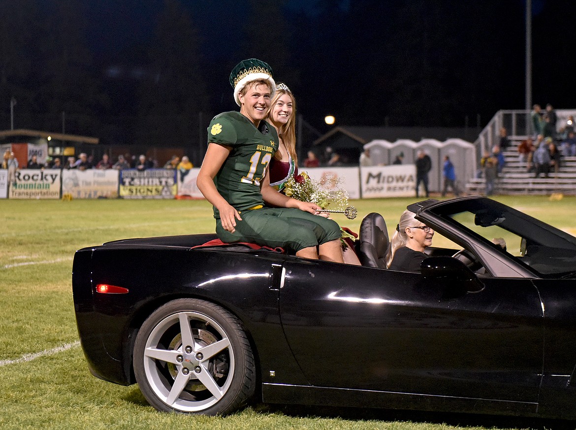 Whitefish High School students Ryan Economy and Isabel Powers were crowned Homecoming King and Queen at the football game on Friday night. (Whitney England/Whitefish Pilot)