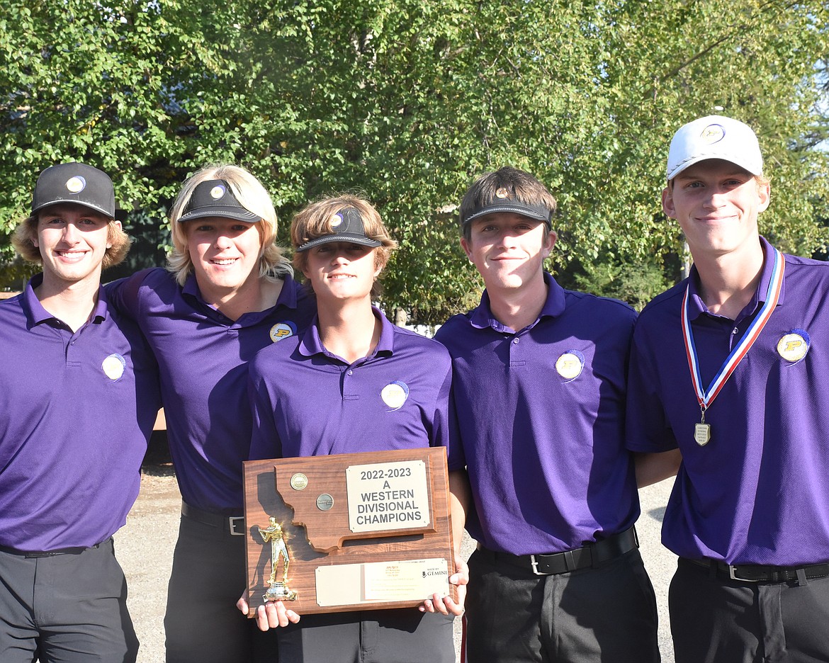 The Polson Pirates won the Western A Divisional boys golf championship Friday at the Cabinet View Golf Course in Libby. The Pirates shot a 298 to finish first, ahead of runner-up Whitefish (316) and third-place Corvallis and Hamilton (344). (Scott Shindledecker/The Western News)