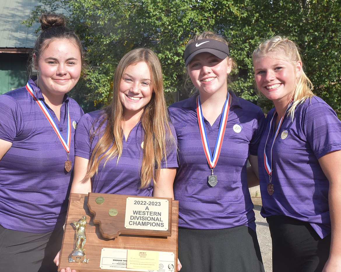 The Polson Lady Pirates claimed the Western A Divisional girls golf championship Friday at the Cabinet View Golf Course in Libby. The Lady Pirates shot a 374 to finish first, ahead of runner-up Hamilton (414) and third-place Frenchtown (420). (Scott Shindledecker/The Western News)