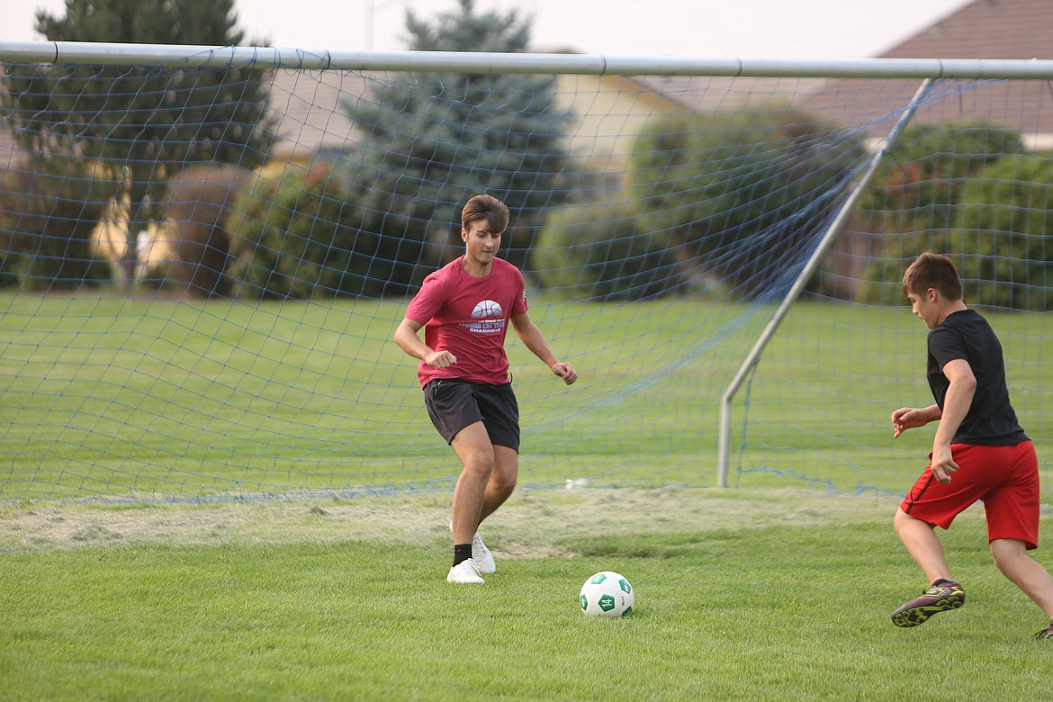 MLCA/CCS senior Michael Podolyan defends the net during a practice on Sept. 2, 2022. While the Lions’ season didn’t start out as strong as they’d like, the players and coaches are working hard to make sure the rest of the season is solid.