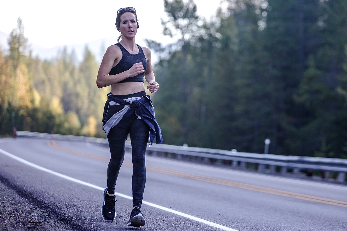 Elizabeth Fleming of Columbia Falls competes in the Cedar Creek Marathon on Saturday. (JP Edge photo)