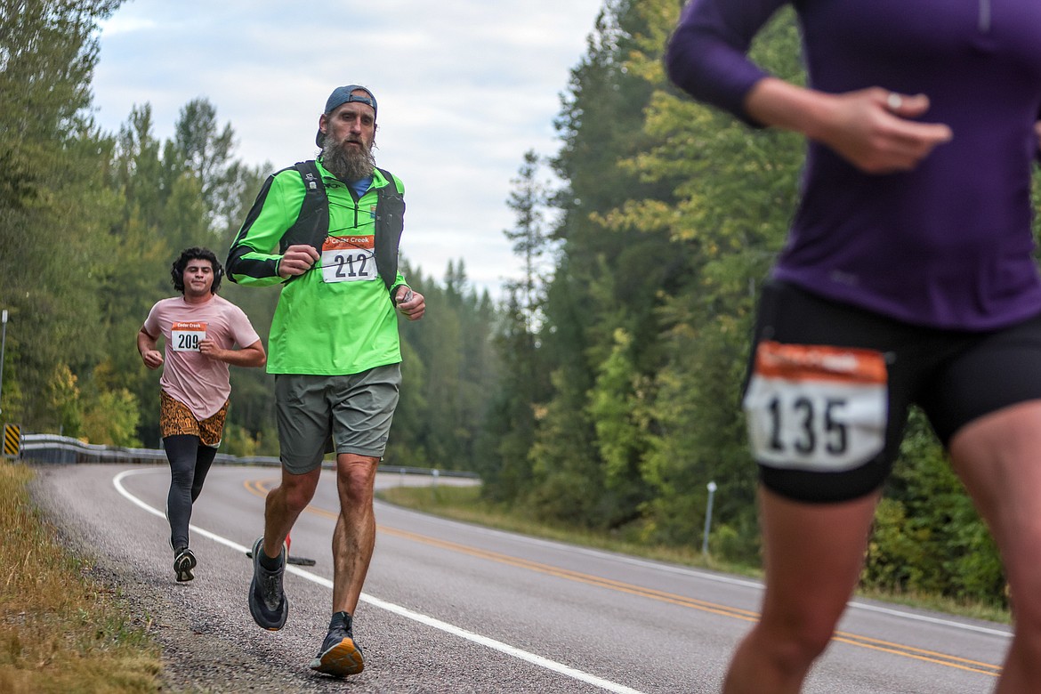 Jon Blankenship, Columbia Falls assistant cross country coach, competes in the Cedar Creek Half Marathon on Saturday. (JP Edge photo)