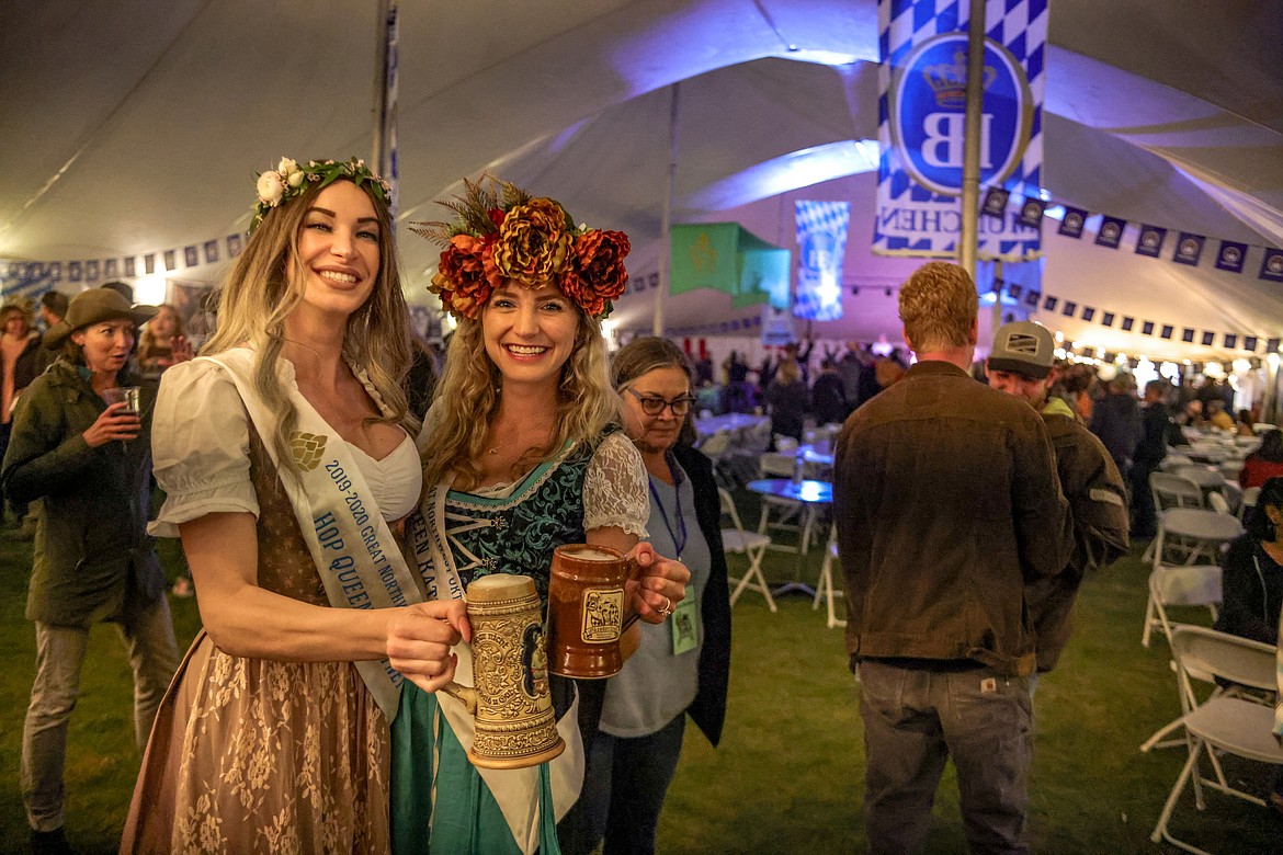 Previous Oktoberfest Hop Queens Brittaney Craigo and Kate Houlihan at Local's Night. (JP Edge/Hungry Horse News)