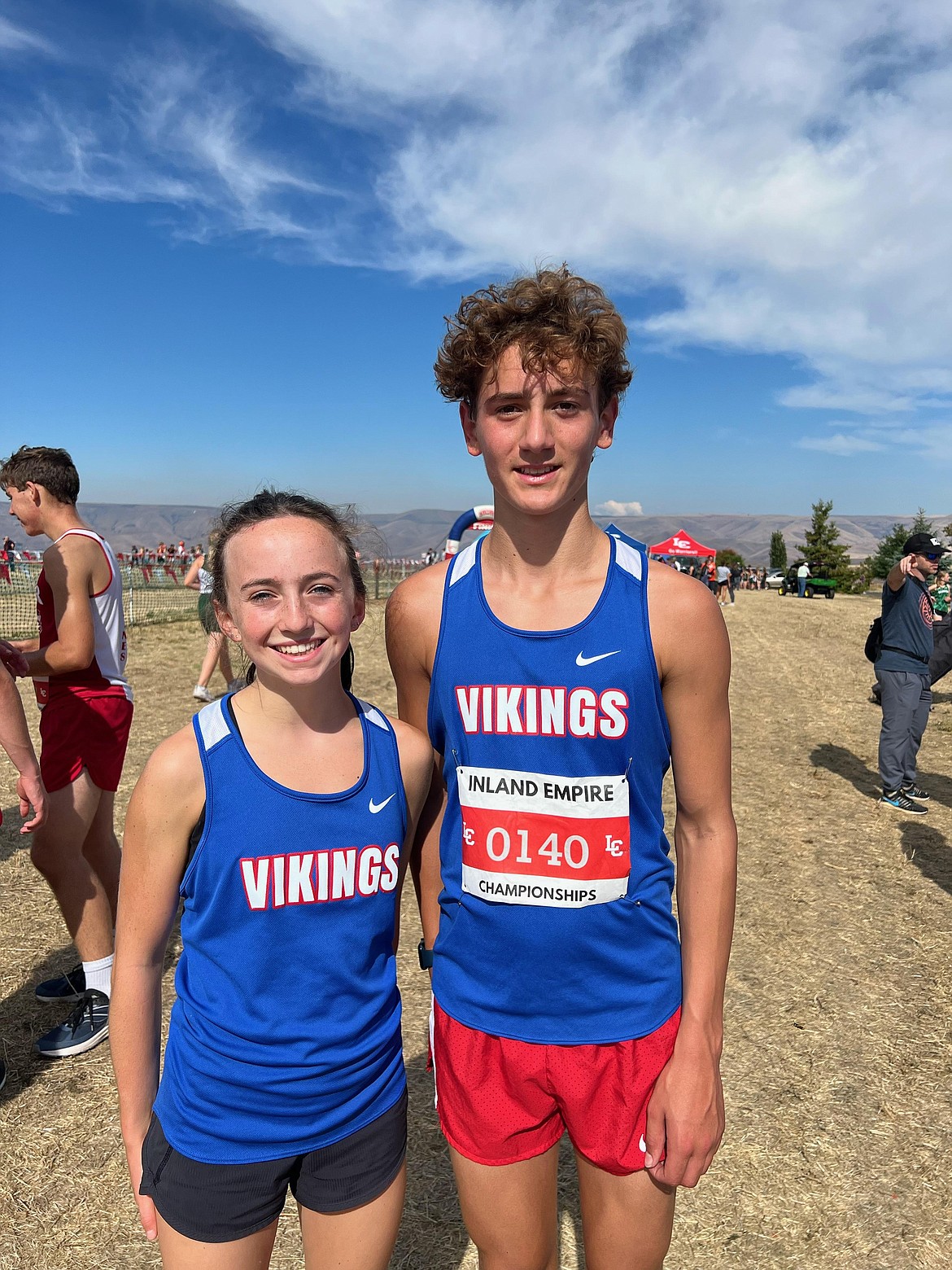 Courtesy photo
Coeur d'Alene High freshman Olivia May (eighth) and sophomore Max Cervi-Skinner (eighth) were the top local finishers in Saturday's Inland Empire Challenge at Lewiston Orchards.