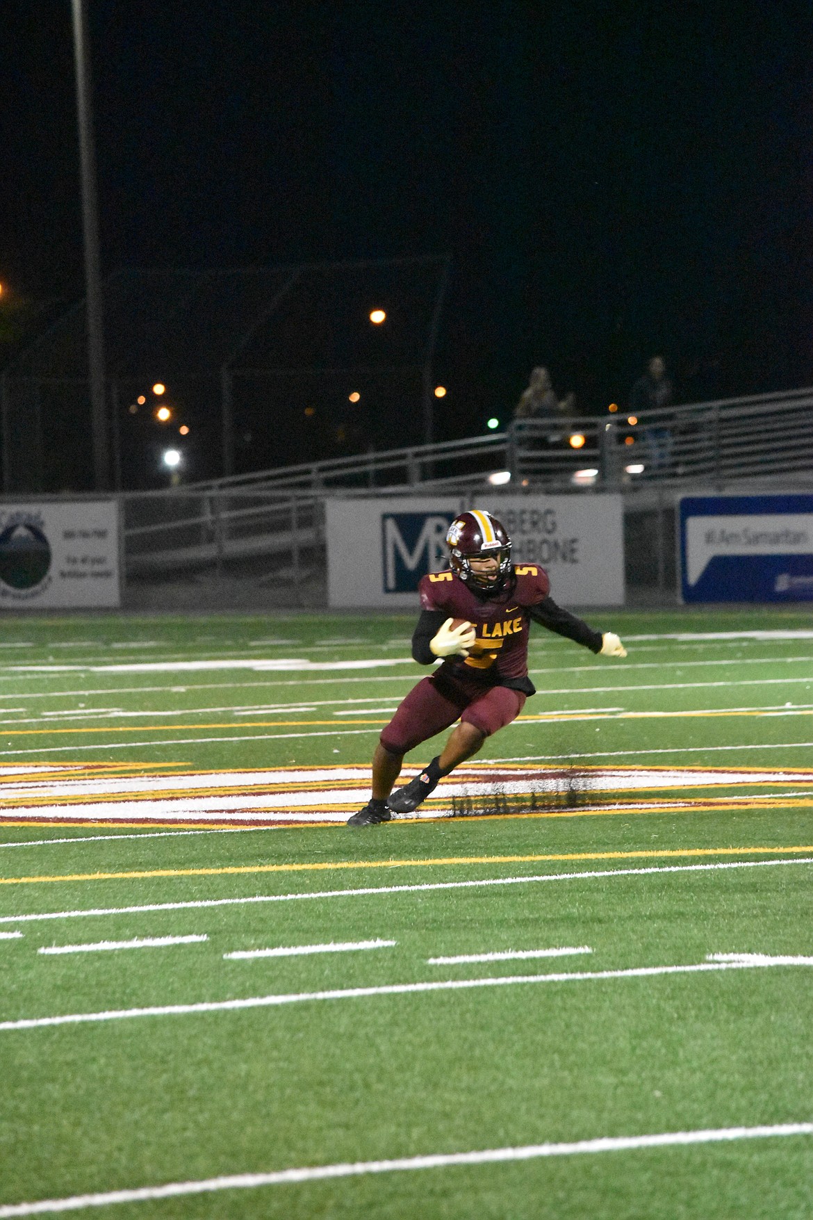 Moses Lake’s Kyson Thomas (5) had three out of four of the team’s touchdowns of the game.