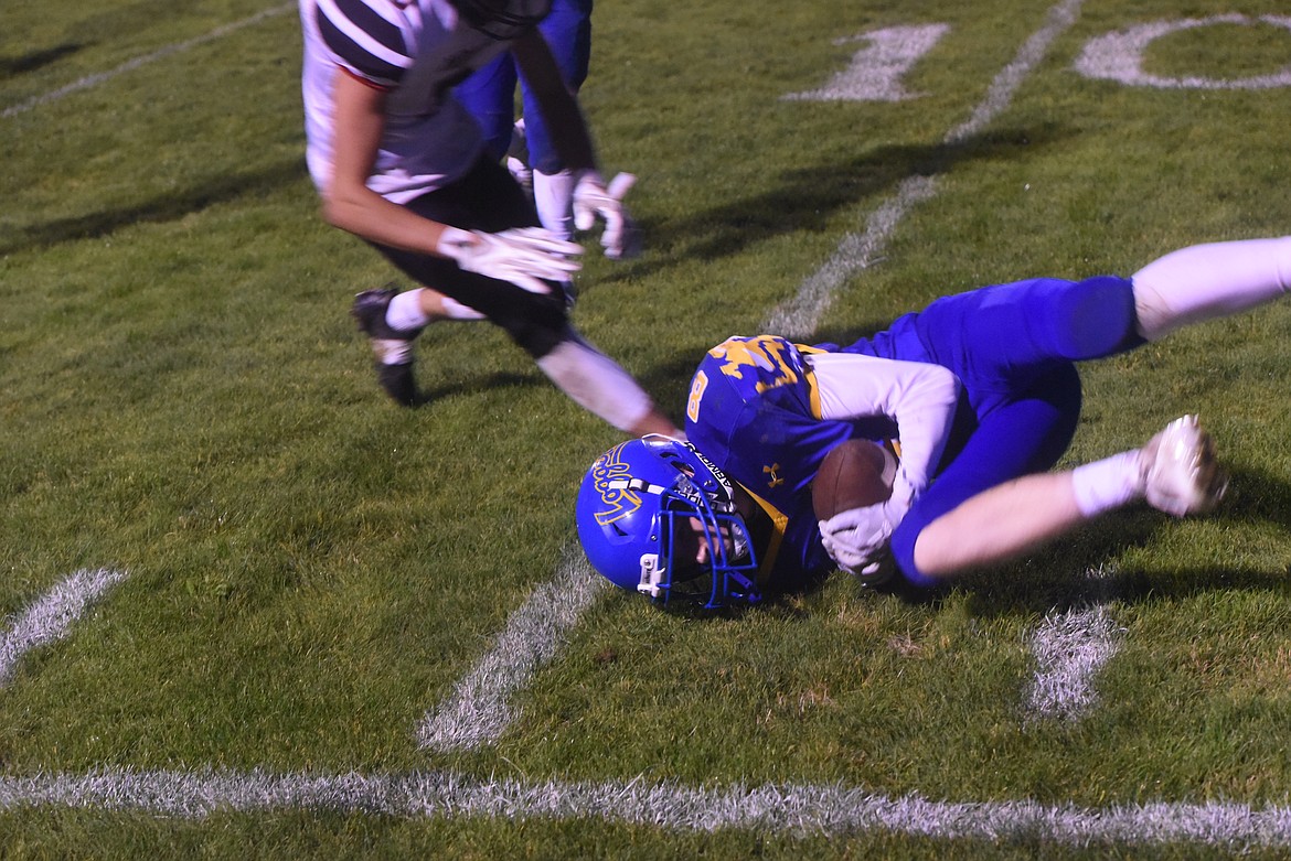 Libby's Ryan Beagle intercepted a Browning pass in the 2022 Libby Homecoming game. The Loggers won, 42-6. (Scott Shindledecker/The Western News)