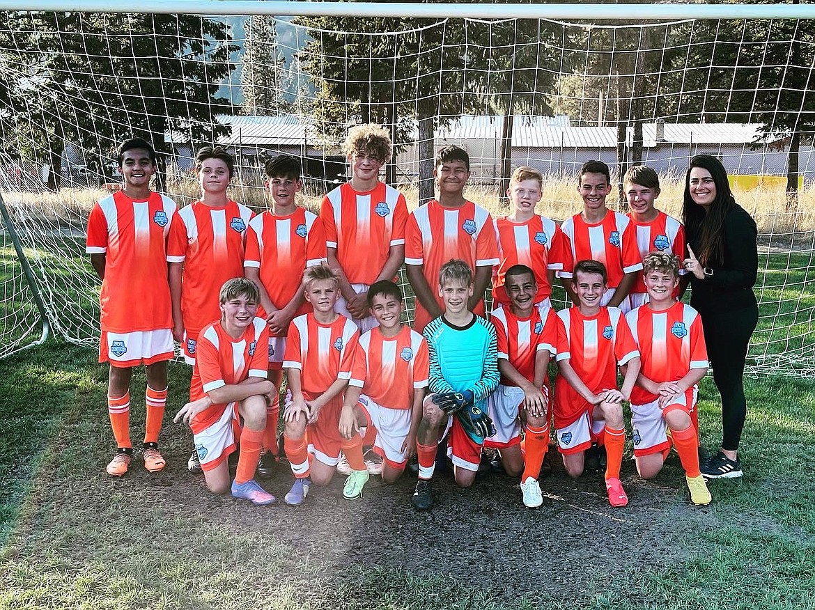 Courtesy photo
The FC North Idaho boys 09 soccer team beat the FC Timbers 5-0 on Saturday, with four goals scored by Cole Zlateff and one goal scored by Jacob Shaporda. In the front row from left are Brayden Dau, Quincy Allred, Dillon Matheson, Xander Hirschi, Braden Smith, Marty Babb and Reese Crandall; and back row from left, Daniel Weiler, Sam Hines, Archer Coburn, Benjamin Henry, Aina Tachera, Sean Bradley, Cole Zlateff, Jacob Shaporda and director Ashley Rider.