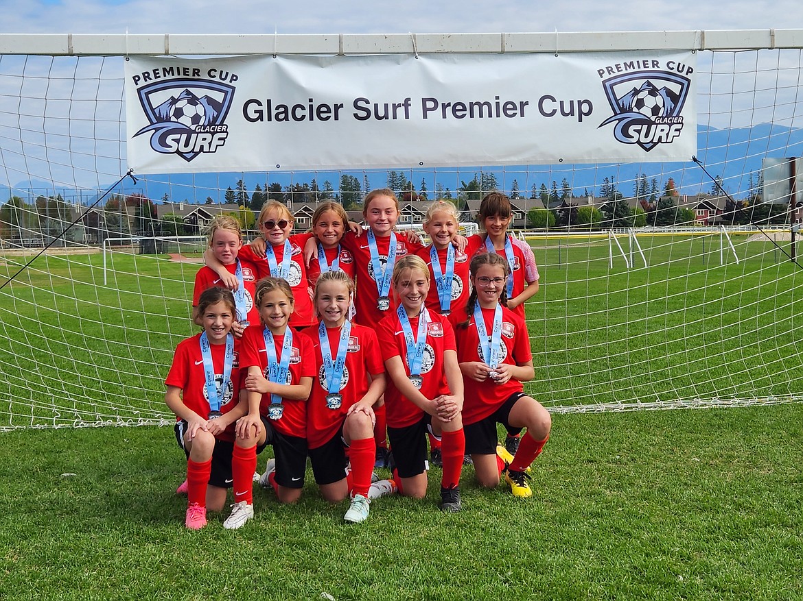 Courtesy photo
The Thorns North FC 2013 girls soccer team took second place in the U10 girls division of the Glacier Surf Premier Cup in Whitefish, Mont. The Thorns went 3-1 in the tournament, losing to the Eastern Washington Surf 4-2 in the championship. In the front row from left are Emma Storlie, Presley Hart, Nora Schock, Kyal Carlson and Kinsey Kiefer; and back row from left, Isla King, Kyla Hutchison, Nora Snyder, Peyton Cantrell, Lauryn Romey and Sophia Quigley.