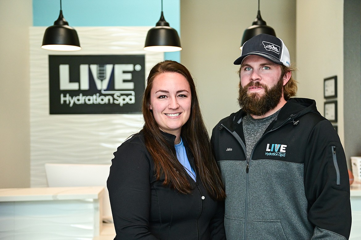 Katie and John Pipek at LIVE Hydration Spa in Kalispell on Saturday, Oct. 1. (Casey Kreider/Daily Inter Lake)