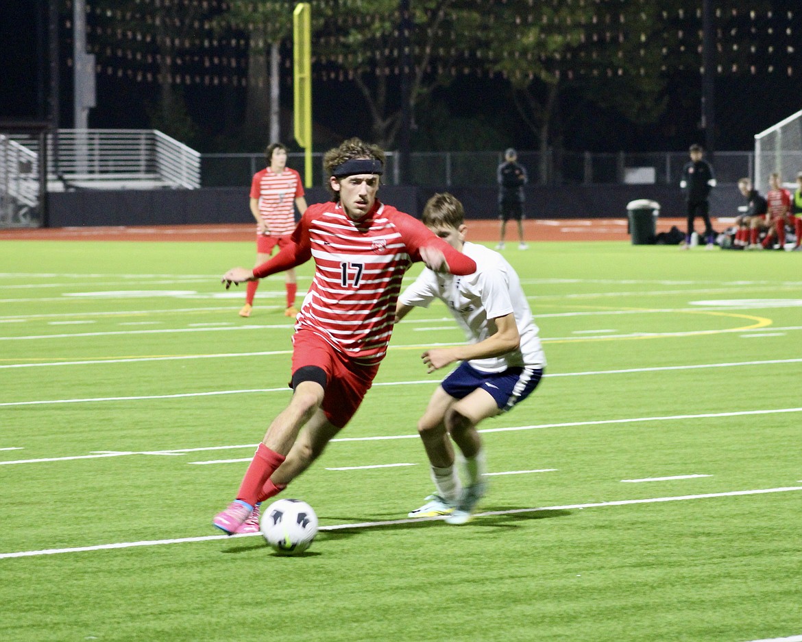 Sandpoint senior Randy Lane drives the ball into the offensive zone.