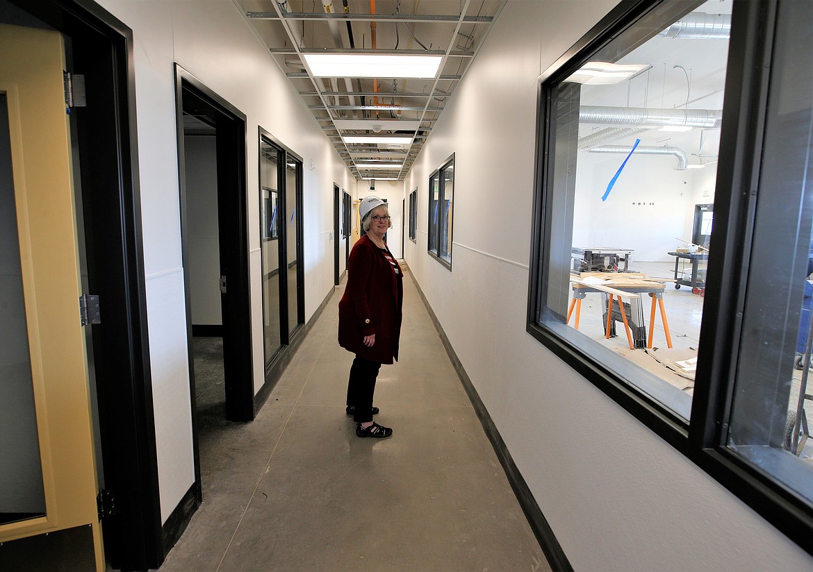 Kootenai Humane Society Executive Director Debbie Jeffrey stands in a hallway of their new shelter under construction on Ramsey Road on Tuesday.