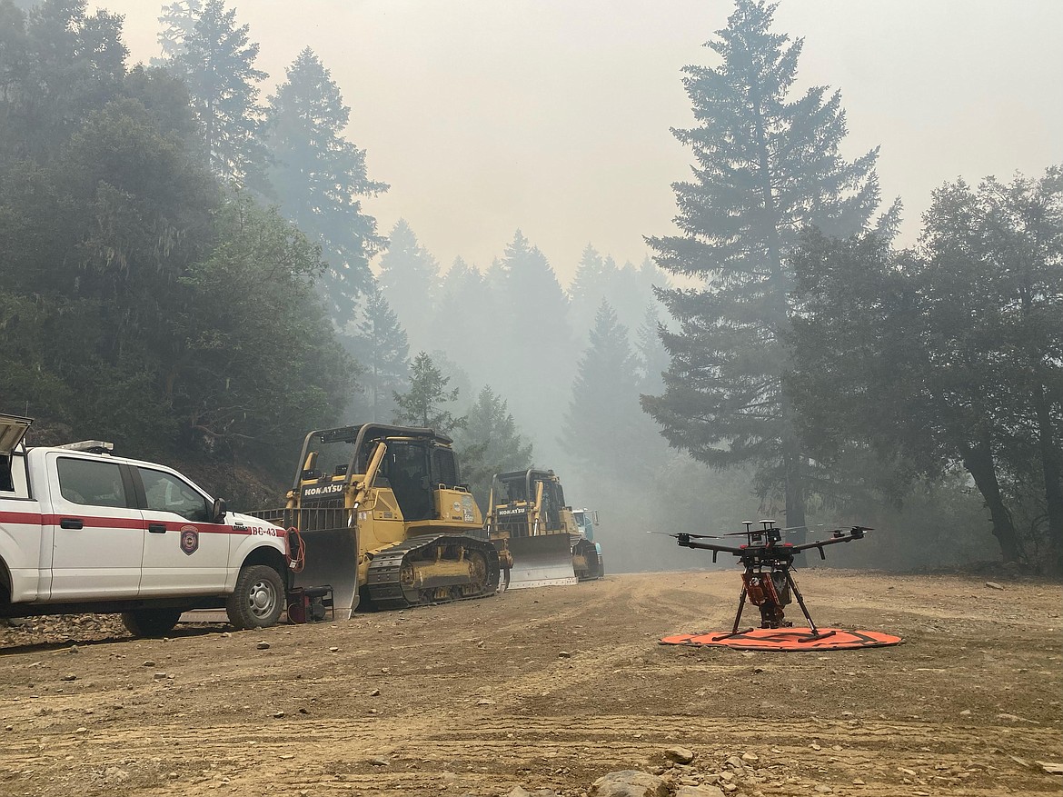 There are a few different types of drone used by firefighters. Rotor wing drones resemble more of what recreational drone pilots might fly, ranging from a small one- square foot to a  medium 6-square feet. These types of drones operate nearer to the front lines supporting individual divisions of firefighters to give them a closer look and inform their strategies. Rotor wings can also be used for aerial ignition which burns up existing fuels ahead of the fire to starve it and creates a wider fuel break.