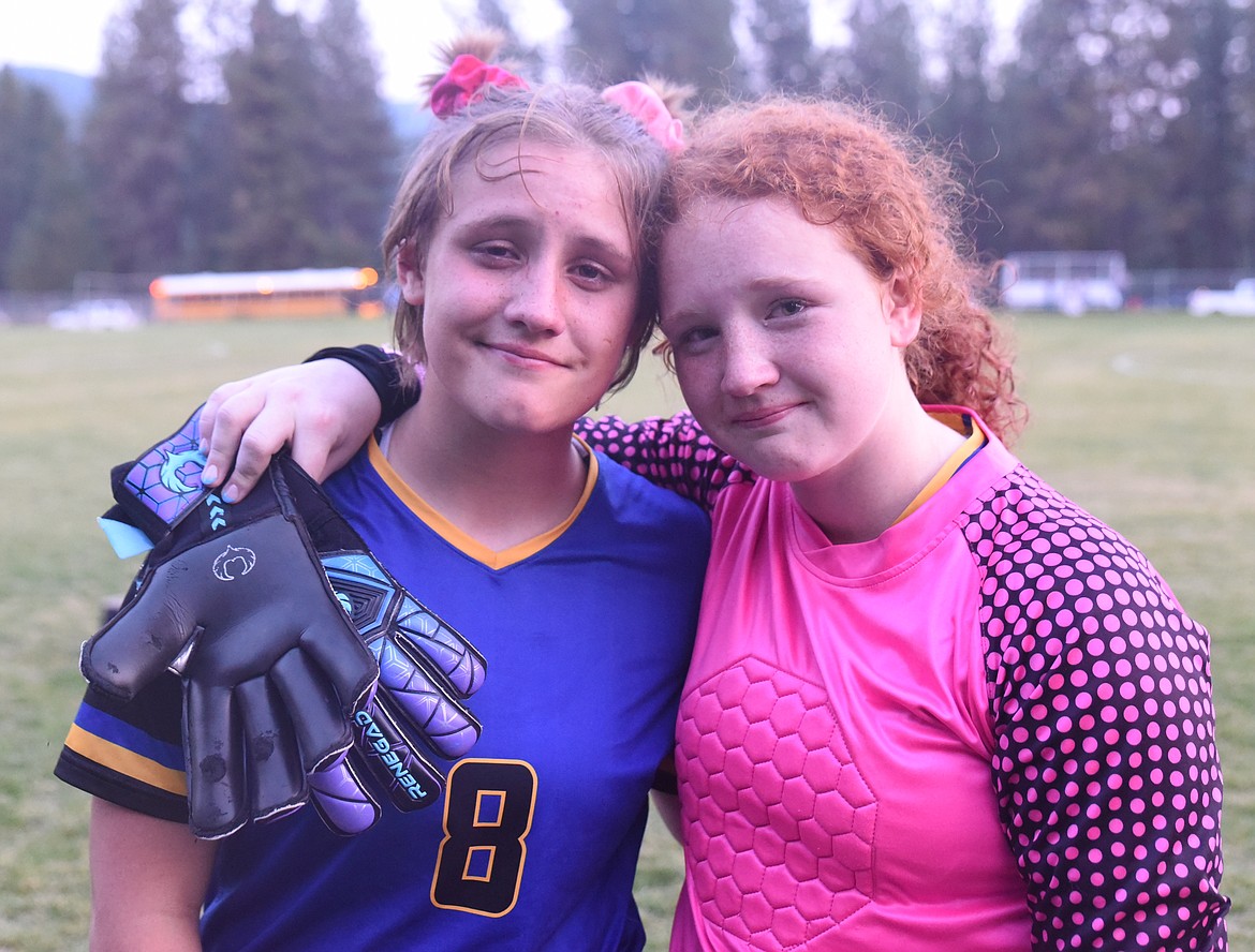 Libby Lady Loggers seniors Isabella Swanson and Anna Pallister were honored between the boys and girls games on Thursday, Oct. 6 game at J. Neils Memorial Park. (Scott Shindledecker/The Western News)