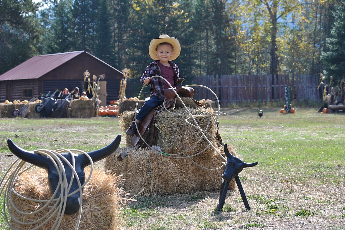 Little buckaroo's could climb up in the saddle on this hay bale horse and learn to rope and ride. (Mineral Independent/Amy Quinlivan)