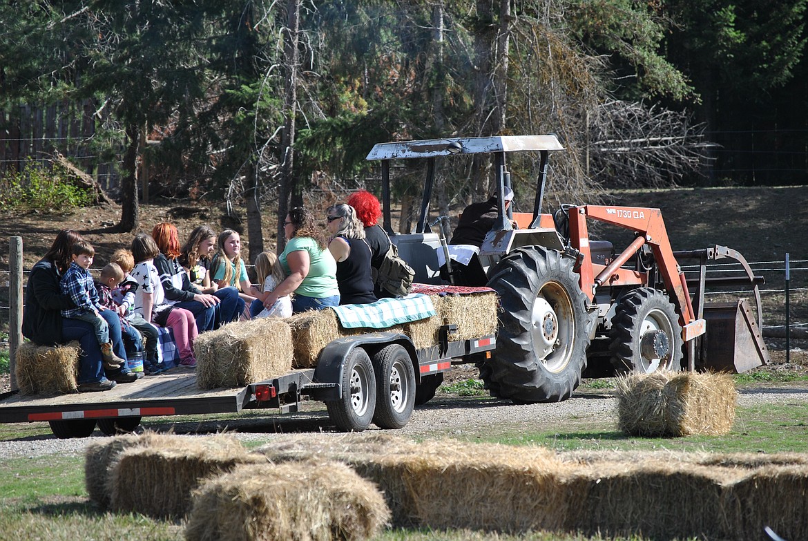 Entrance to the Fall Festival on Fridays and Saturdays at the Black Diamond Guest Ranch includes tractor hay rides around the property to enjoy the fall colors, horses, and old buildings. (Mineral Independent/Amy Quinlivan)