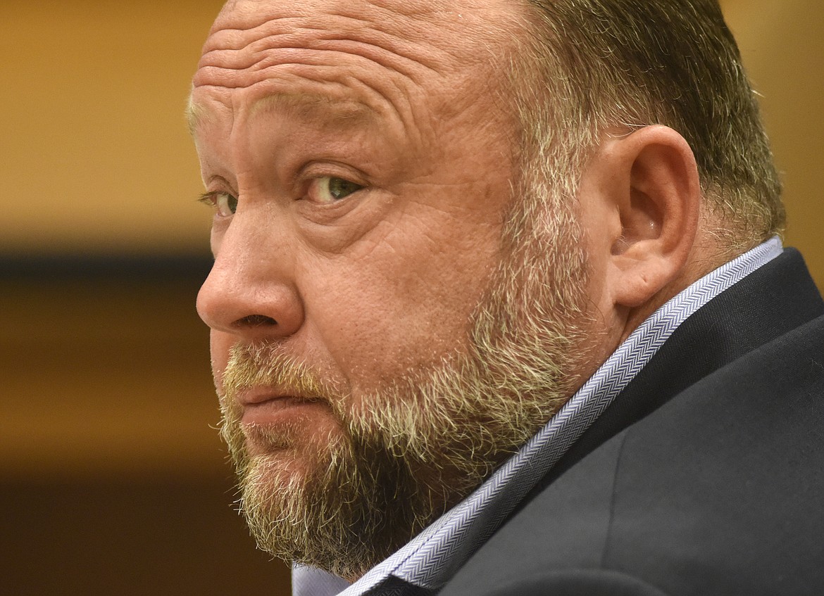 FILE - Infowars founder Alex Jones appears in court to testify during the Sandy Hook defamation damages trial at Connecticut Superior Court in Waterbury, Conn., on Thursday, Sept. 22, 2022.