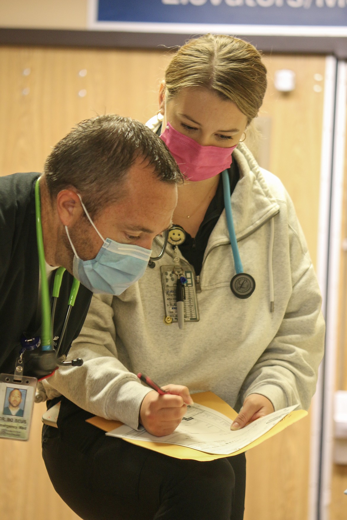 Health care staff review records and make decisions during a training exercise on Saturday. The exercise was set up to help area first responders and medical providers ensure they were ready for any potential mass casualty incidents such as a mass shooting.