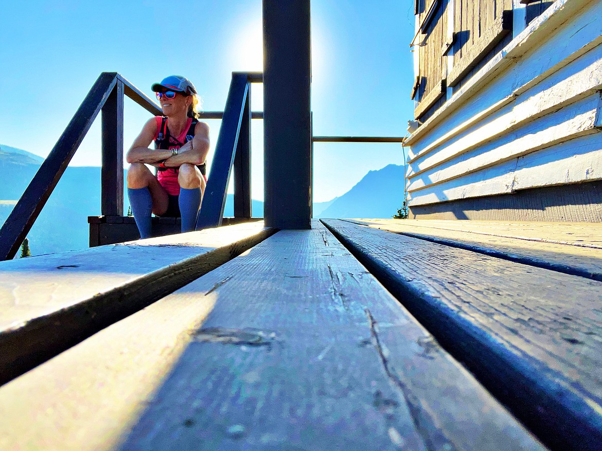 West Glacier's Somer Treat takes a short break at the lookout after he weekly run up the Mt. Brown trail (photo provided)