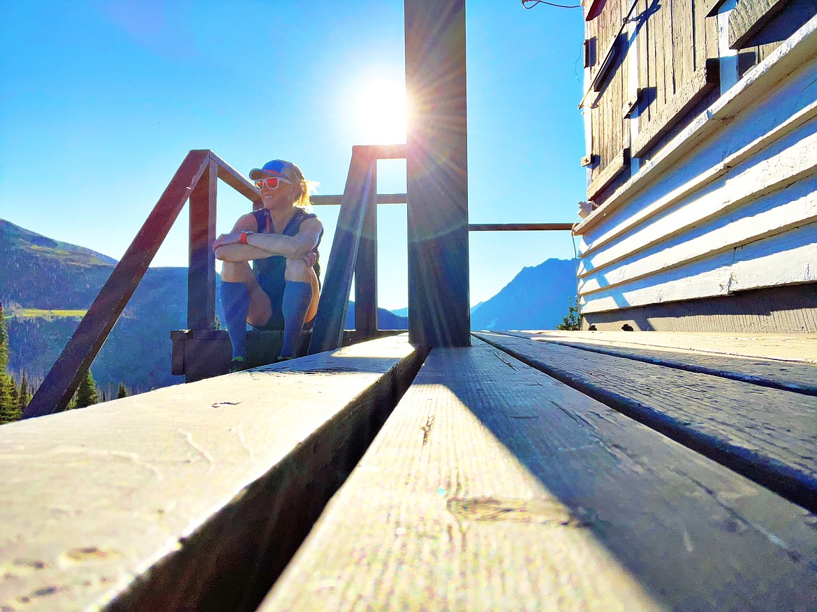 West Glacier's Somer Treat takes a short break at the lookout after he weekly run up the Mt. Brown trail (photo provided)