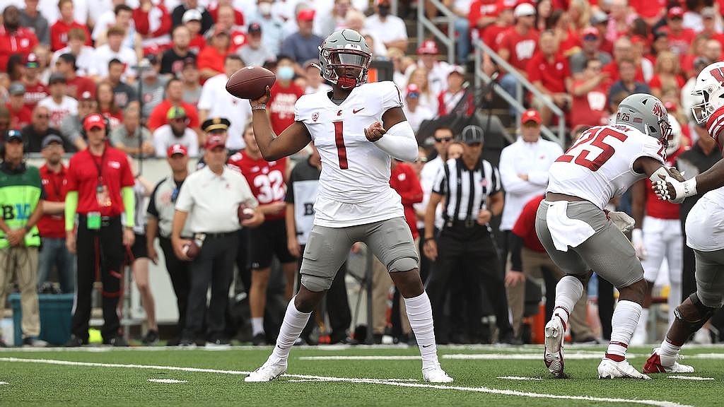 Washington State quarterback Cameron Ward drops back to pass against Wisconsin on Sept. 10. Ward was sacked three times in the loss to USC last week.