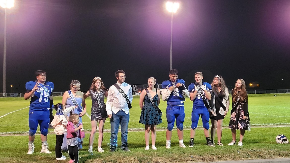 The Soap Lake Homecoming Court takes the field during the homecoming game on Friday.