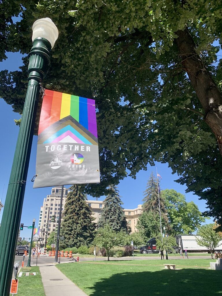 Boise Pride signs are displayed in front of Cecil D. Andrus Park last month ahead of Boise Pride Fest, which took place Sept. 9 through Sept. 11.