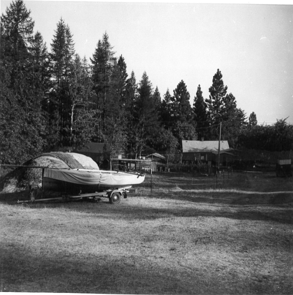 A 1970 picture with a similar angle as the 1990 picture showing the main cabin built either as part of the ashram or by the Mason’s at what is now Wayfarers Unit of Flathead Lake State Park. (Credit – Montana FWP)