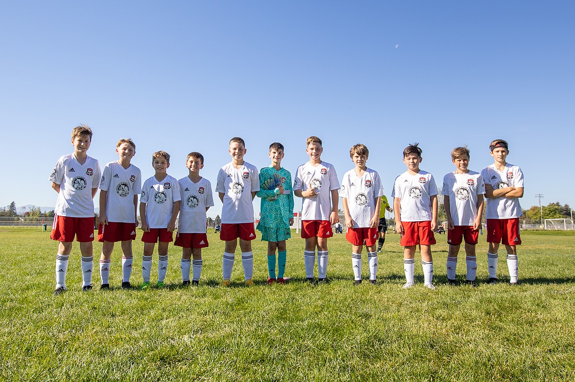 Photo by BUSCEMA PHOTOGRAPHY
The Timbers North FC 11 Boys Academy soccer team beat Hells Canyon 2011 Robinson 7-2 on Saturday at home. Timbers goals were scored by Owen Newby, Charlie McVey, Asher Smith and Lucas Buscema. Lucas Buscema assisted Charlie McVey with 1 of his four total goals. Damon Mysse was the goalkeeper with multiple saves. The Timbers dropped the second game against EW Surf SC B11 White Carlsen. From left are Max Lopez, Kannon Foreman, Charlie McVey, Ryder Benca, Asher Smith, Damon Mysse, Landon Smith, Oliver Peters, Eli Vatsvog, Owen Newby and Lucas Buscema.