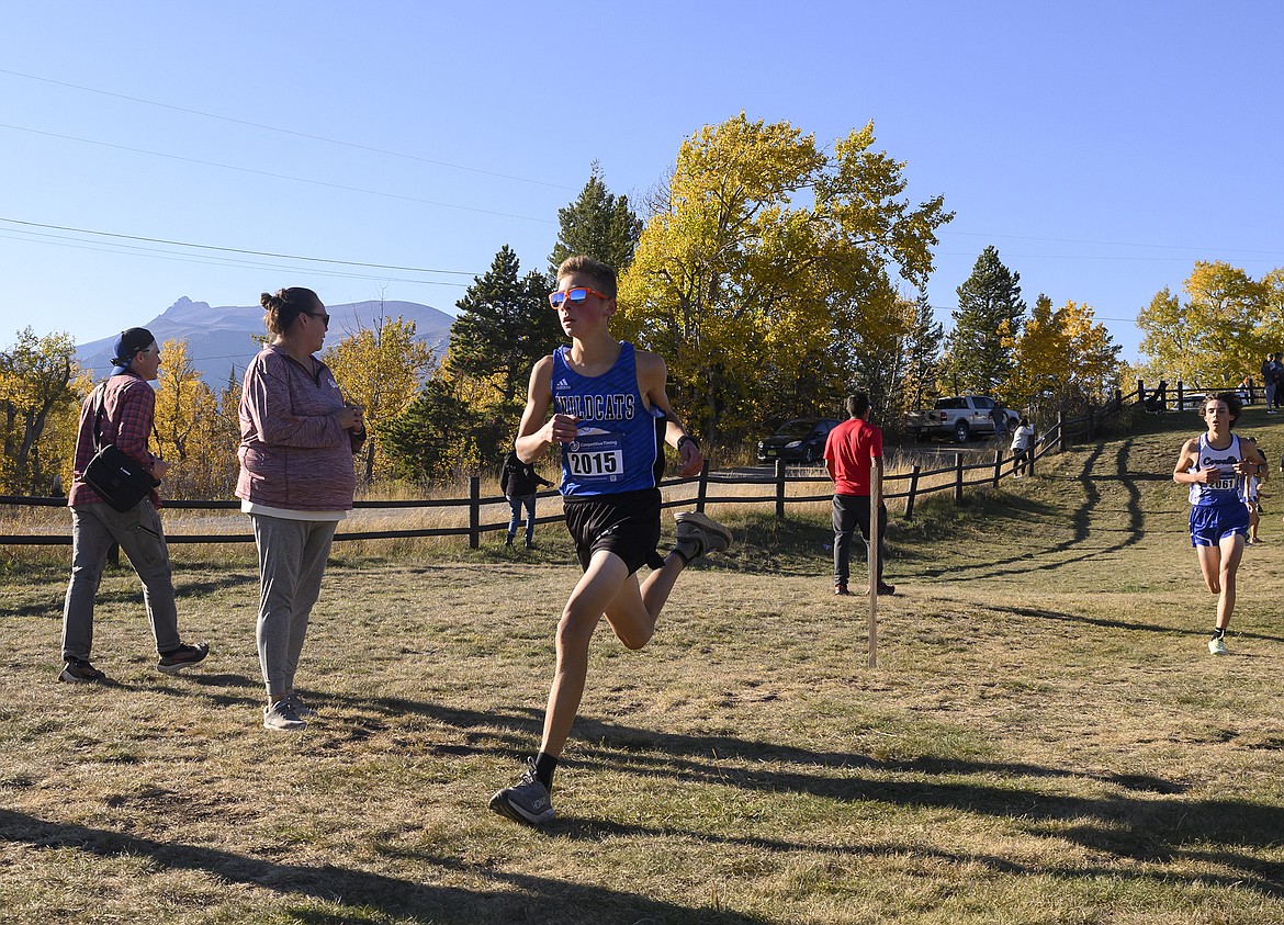 Freshman River Blazejewski in the boys Western A cross country race on Saturday in East Glacier. (Chris Peterson photo)