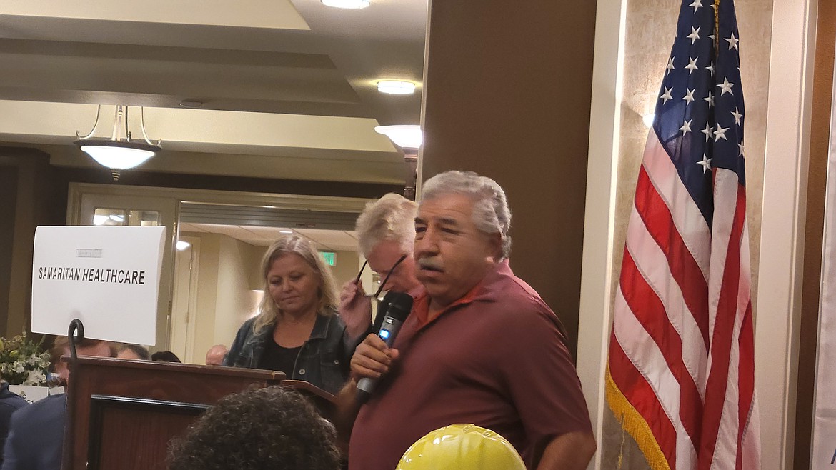 Frank Martinez, one of this year’s inductees into the Agricultural Hall of Fame this year delivers brief comments after finding out he had received the award. Martinez was a migrant farmer in his youth and has been a long-time advocate for farming which he says has given him a great life.