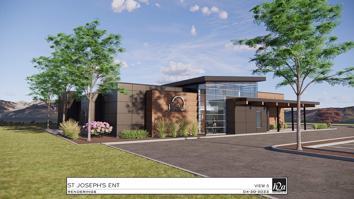 An architect's rendering of St. Joseph's Ear, Nose, Throat & Allergy Clinic.