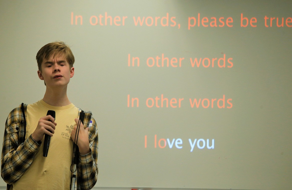 Alex Owen sings during "Celebraille" at North Idaho College on Saturday.