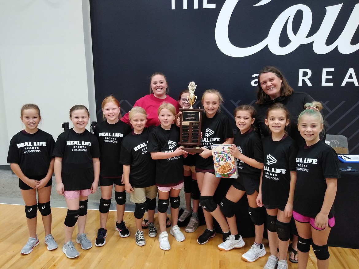 Courtesy photo
The Fire Blazers won the 3rd/4th grade volleyball championship in Real Life Sports. In the front row from left are Lucy Meredith, Tenley Molitor, Amelia Lewis, Claire Quimby, Isla Sears, Audrey Davis, Andi Barnhouse, Emery Talbot, Elise Bennett and Finley Hill; and back row from left, coaches Angie Hill and Becca Quimby.