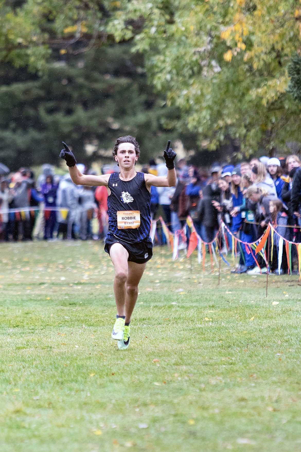 Mission Bulldog runner Robbie Nuila finishes runner up with a time of 16:34.502022 during the Class B Boys State Cross Country Championships. (Rob Zolman/Lake County Leader)