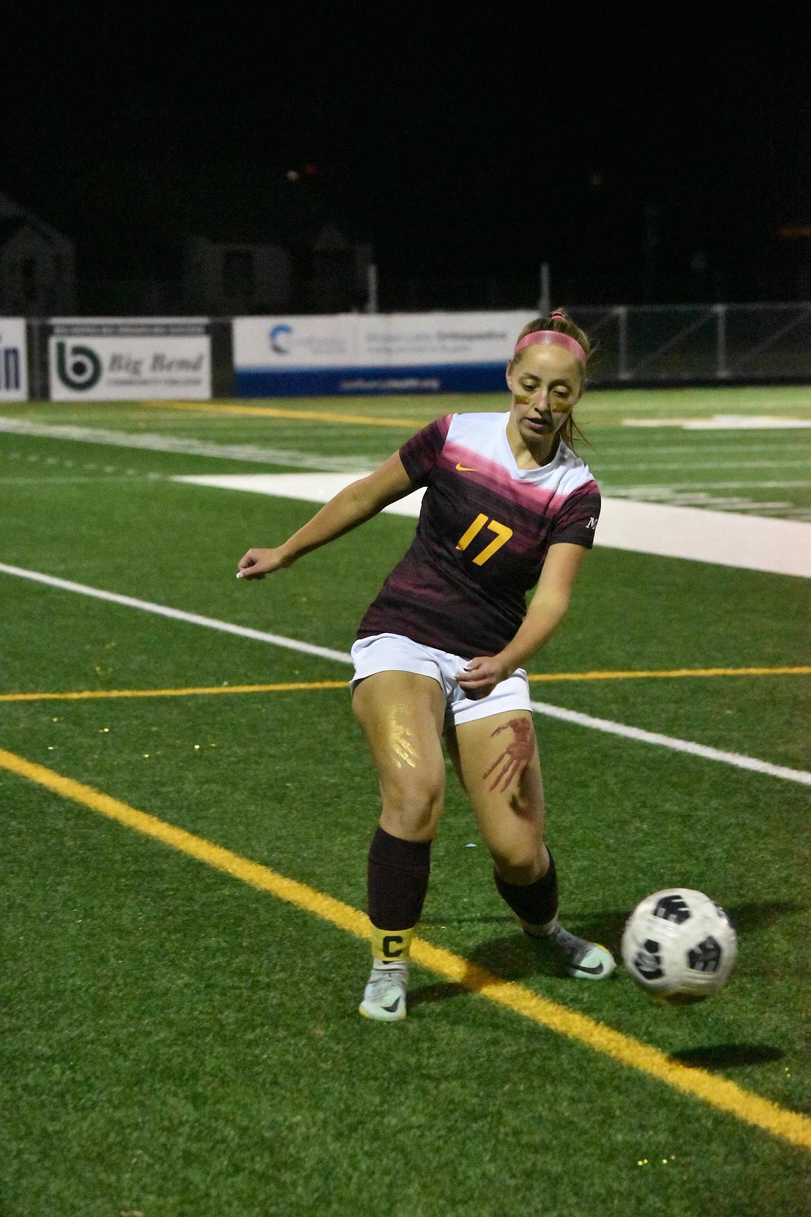 Moses Lake senior Jazzlyn Gonzales (17) brings the ball down field.