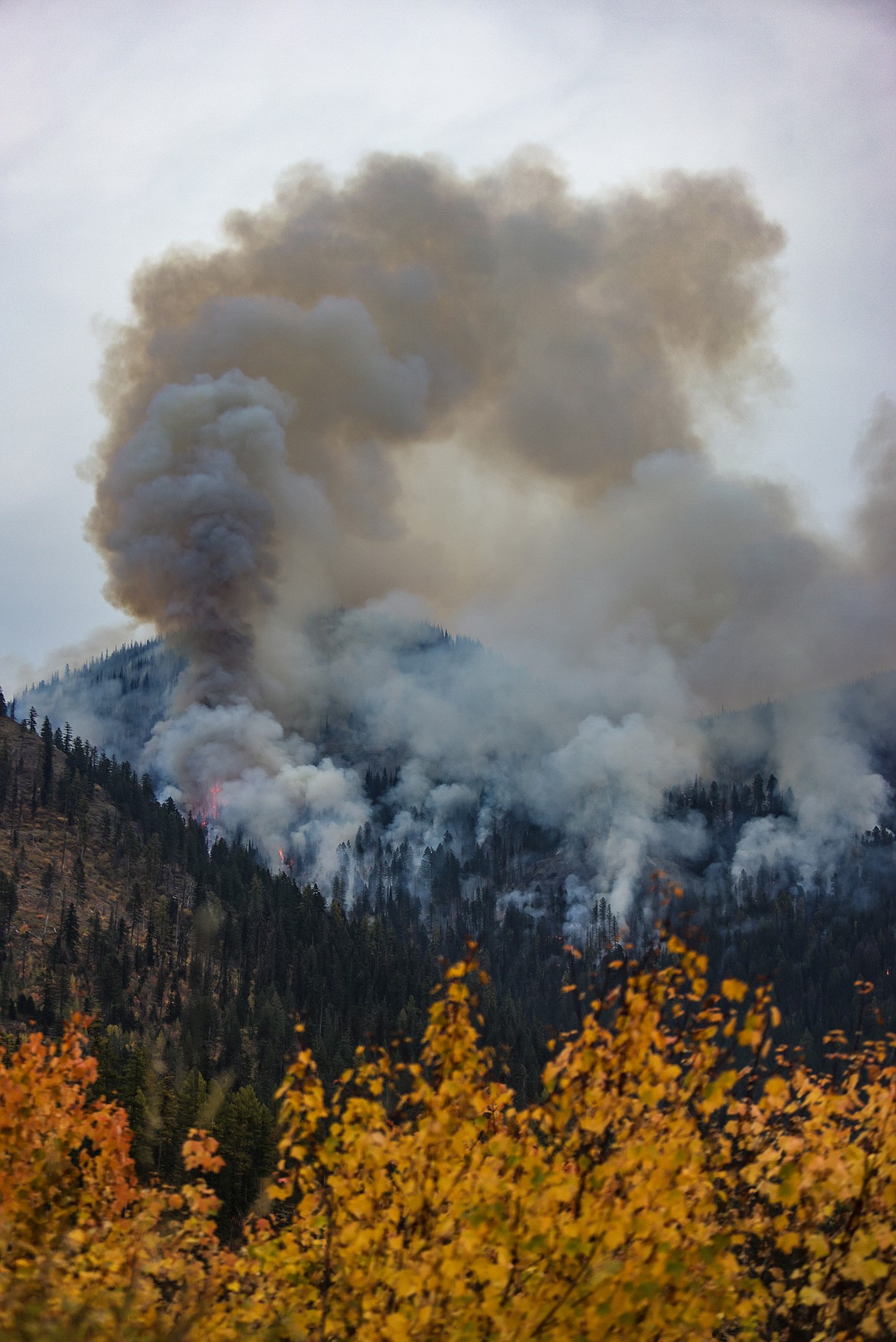 Smoke rises from Big Mountain on the day of the prescribed burn last week. (JP Edge photo)