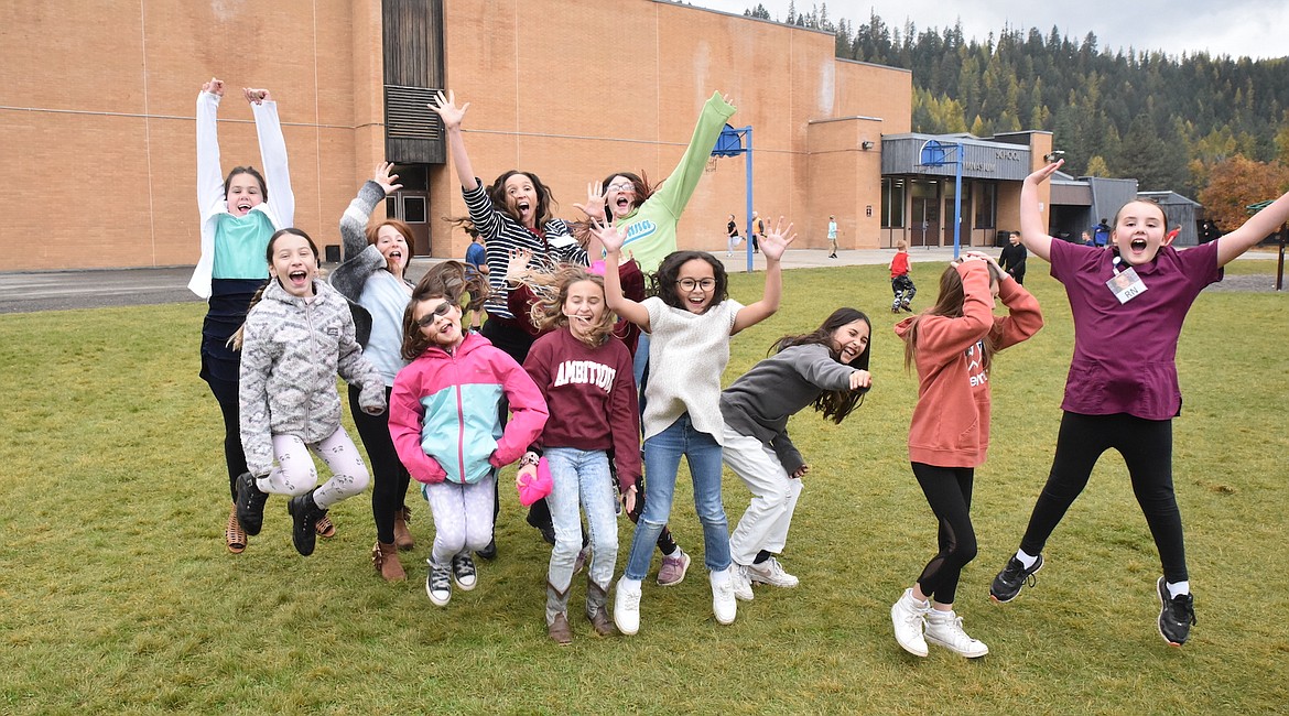 Libby Elementary School fifth grade students share their enthusiasm on Thursday, Oct. 27, for Red Ribbon Week. (Scott Shindledecker/The Western News)