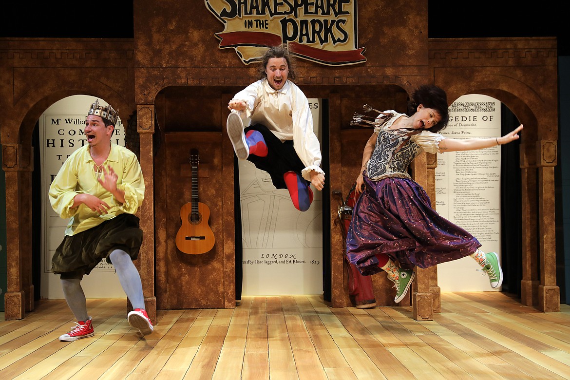 A scene from a recent rehearsal of Montana Shakespeare in the Parks' production of “The Complete Works of William Shakespeare (Abridged) - Revised”. MSIP will be performing the work on Nov. 10 at the Panida in Sandpoint.