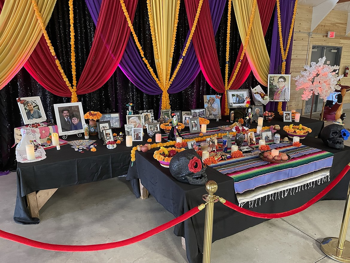 The altar set up to remember the dead in the Grant County Fairgrounds’ Ag Building as part of the Moravida Festival on Saturday.