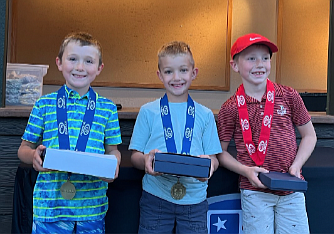 Courtesy photo
Boys 7 and 6U top finishers at the U.S. Kids Golf fall championships Oct. 16 at Hayden Lake Country Club were, from left, 1st, Shane Strickland (Boys 7 - Wenatchee); 1st, Lucas Cline (Boys 6U - Spangle); and 2nd, Bo Lindly (Boys 7 - Spokane).