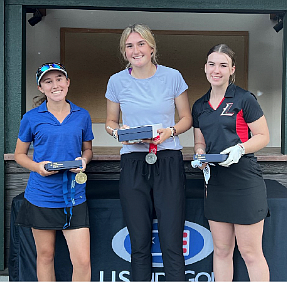 Courtesy photo
Girls 15-18 top finishers at the U.S. Kids Golf fall championships Oct. 16 at the Hayden Lake Country Club were, from left, 3rd, Hayden Crenshaw (Loomis); 1st, Ryliann Bednar (Albion); 2nd, Madison Haas (Fairfield).