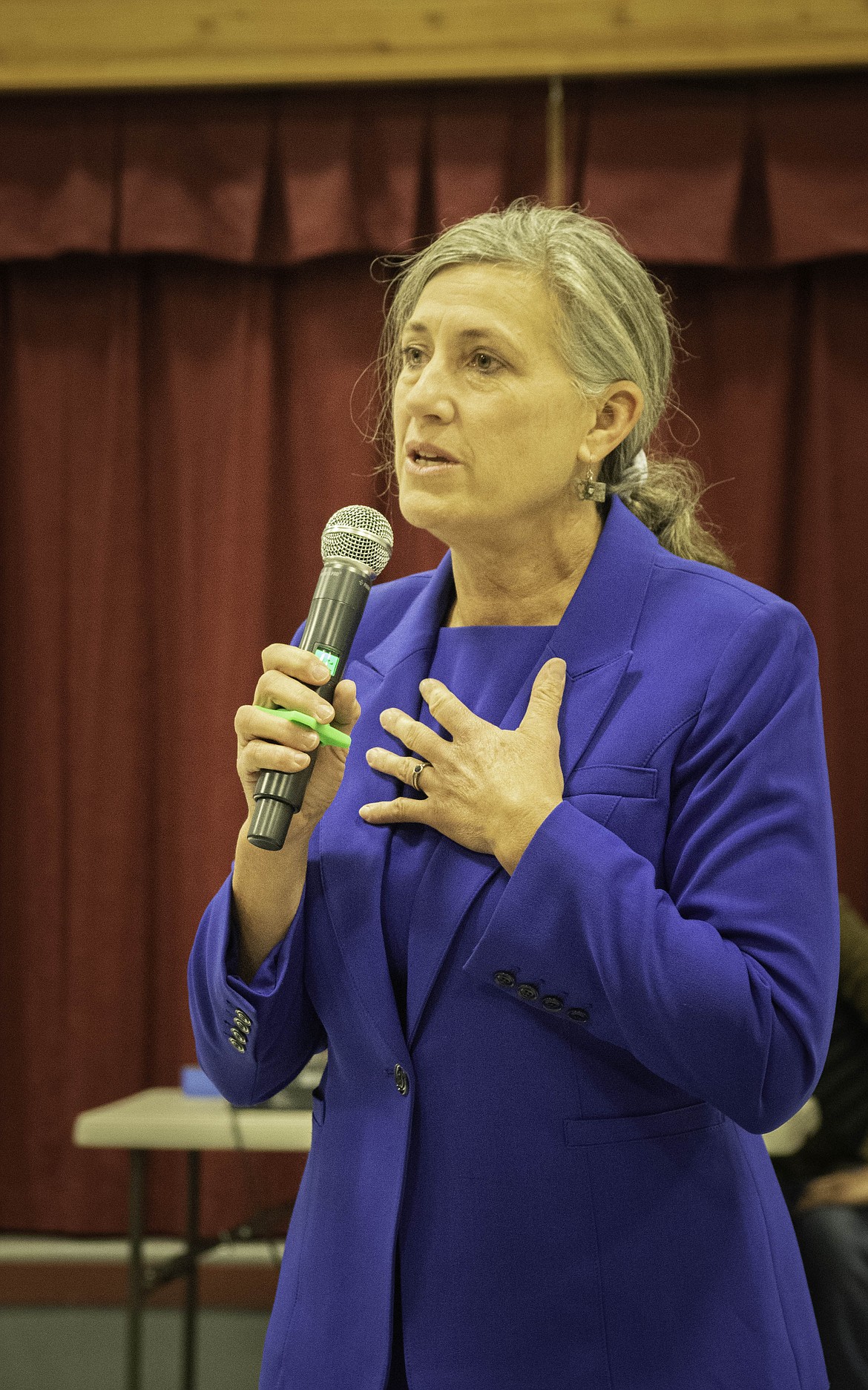 Monica Tranel at a debate in Paradise. (Tracy Scott/Valley Press)