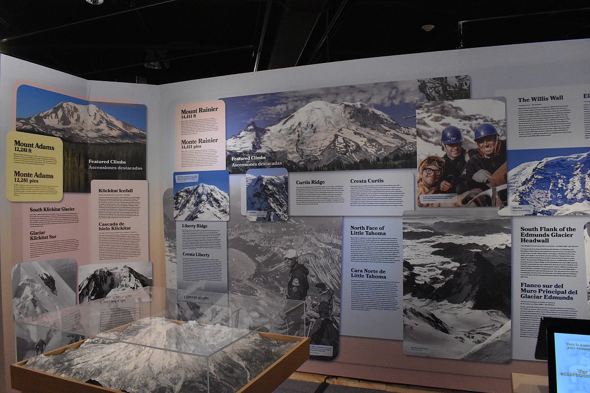 Part of the exhibit tells different expeditions of the mountaineers’ climbing adventures on Mount Rainier and other Cascade Range peaks.