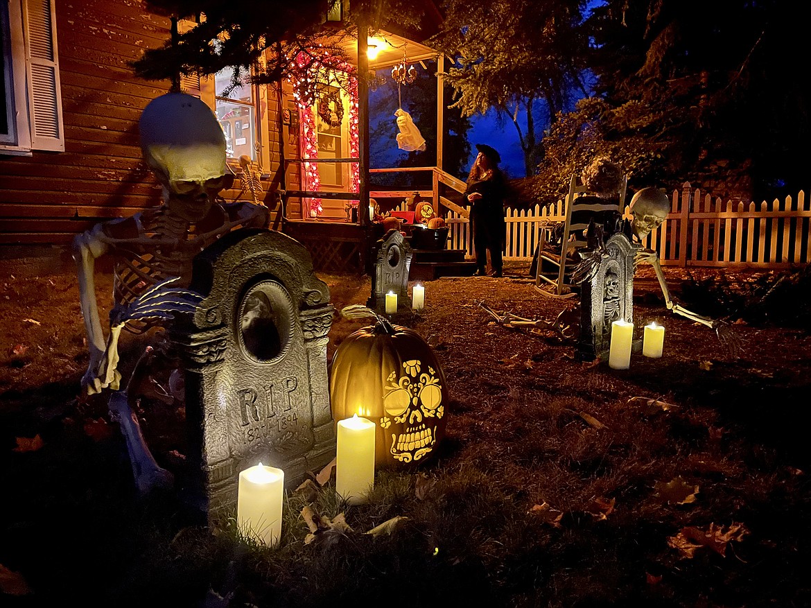 A home on Columbia Avenue in Whitefish is decked out for trick or treaters on Halloween night. (Matt Baldwin/Daily Inter Lake)