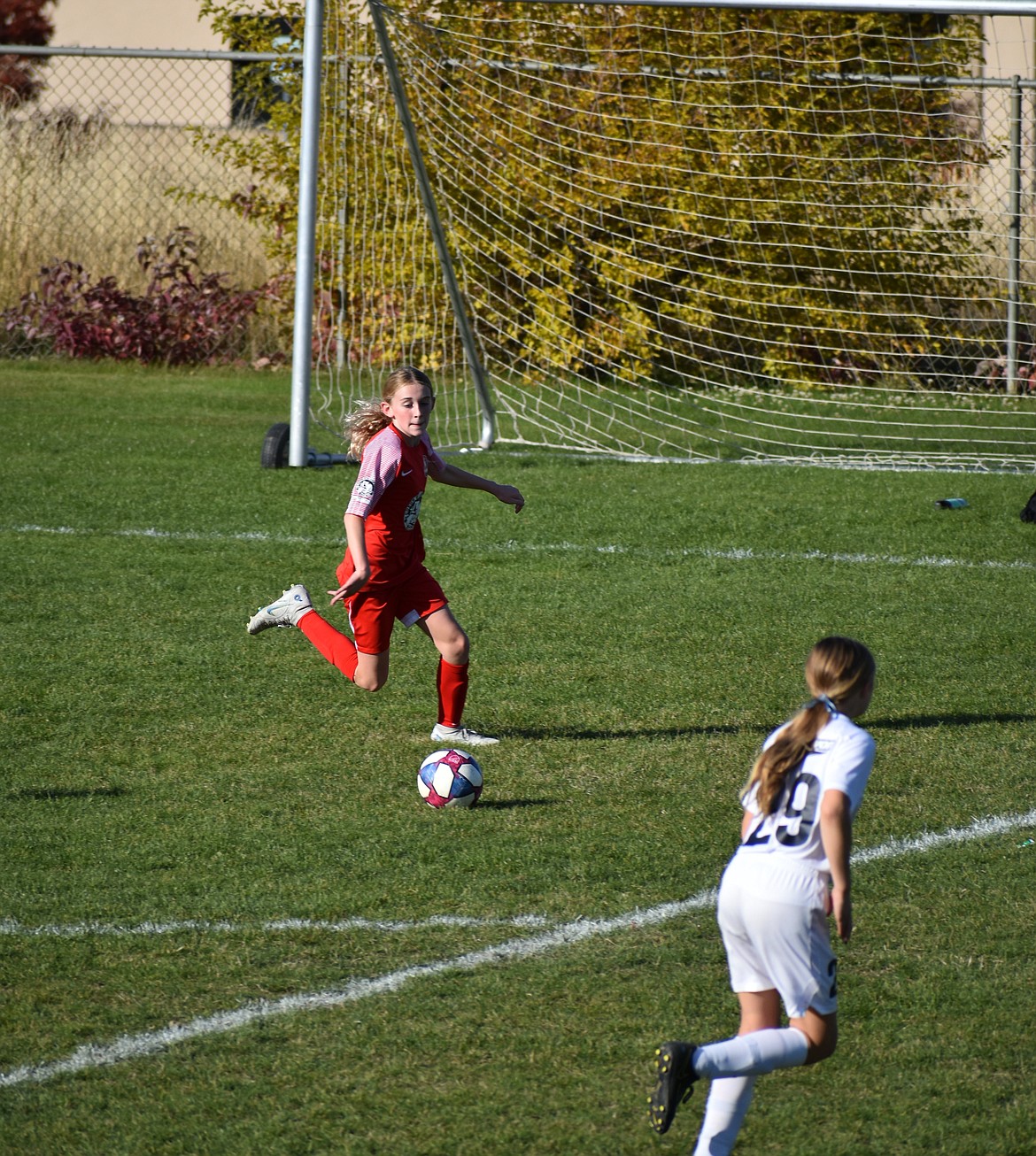 Photo by KARI HYNES
The Thorns FC North 2011 Girls Academy soccer team wrapped up its fall season last weekend with 5-1 win over Hells Canyon. Emily Hackett and Payton Brennan (pictured) each scored a goal for the Thorns and forward Presley Moreau scored 3 goals. The Thorns ended the season first in their league.