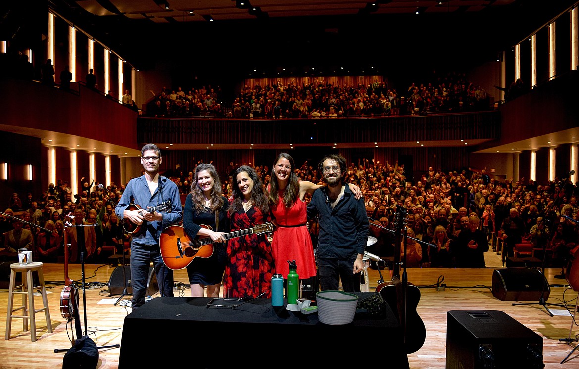 The Wailin’ Jennys Canadian folk group asked to have this photo taken just prior to their encore at their Nov. 4 concert at the new Paul D. Wachholz College Center at Flathead Valley Community College. It was the first concert performance in the new 1,014 seat McClaren Hall performing arts center. (Photo courtesy of FVCC)